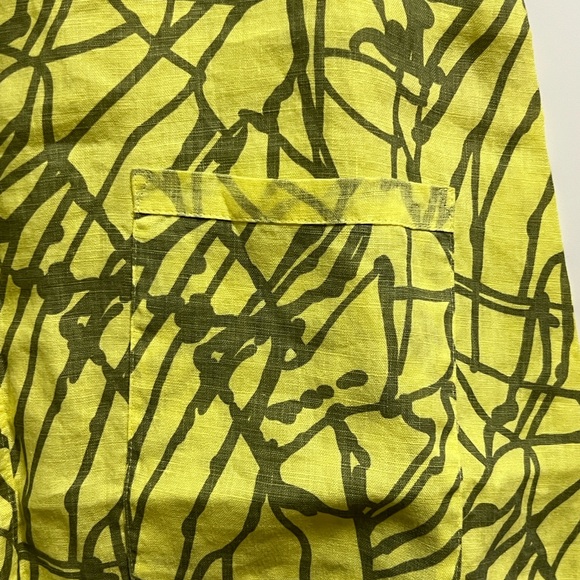 Chalet oversized S linen tunic yellow and green pattern - Picture 4 of 4